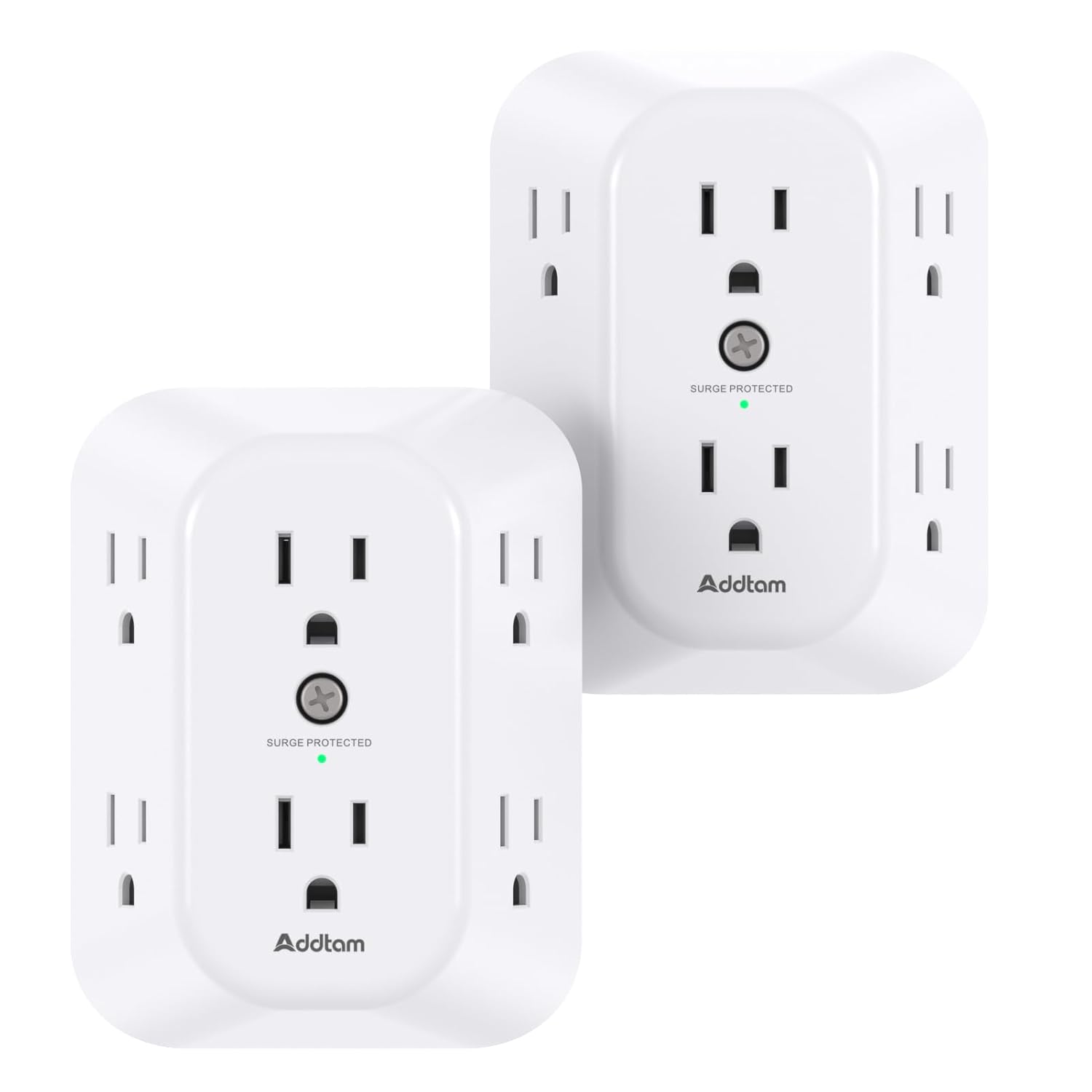 2-Pack Surge Protector Outlet Extender, Outlet Splitter, 6 AC Multi Plug Wall Ou...