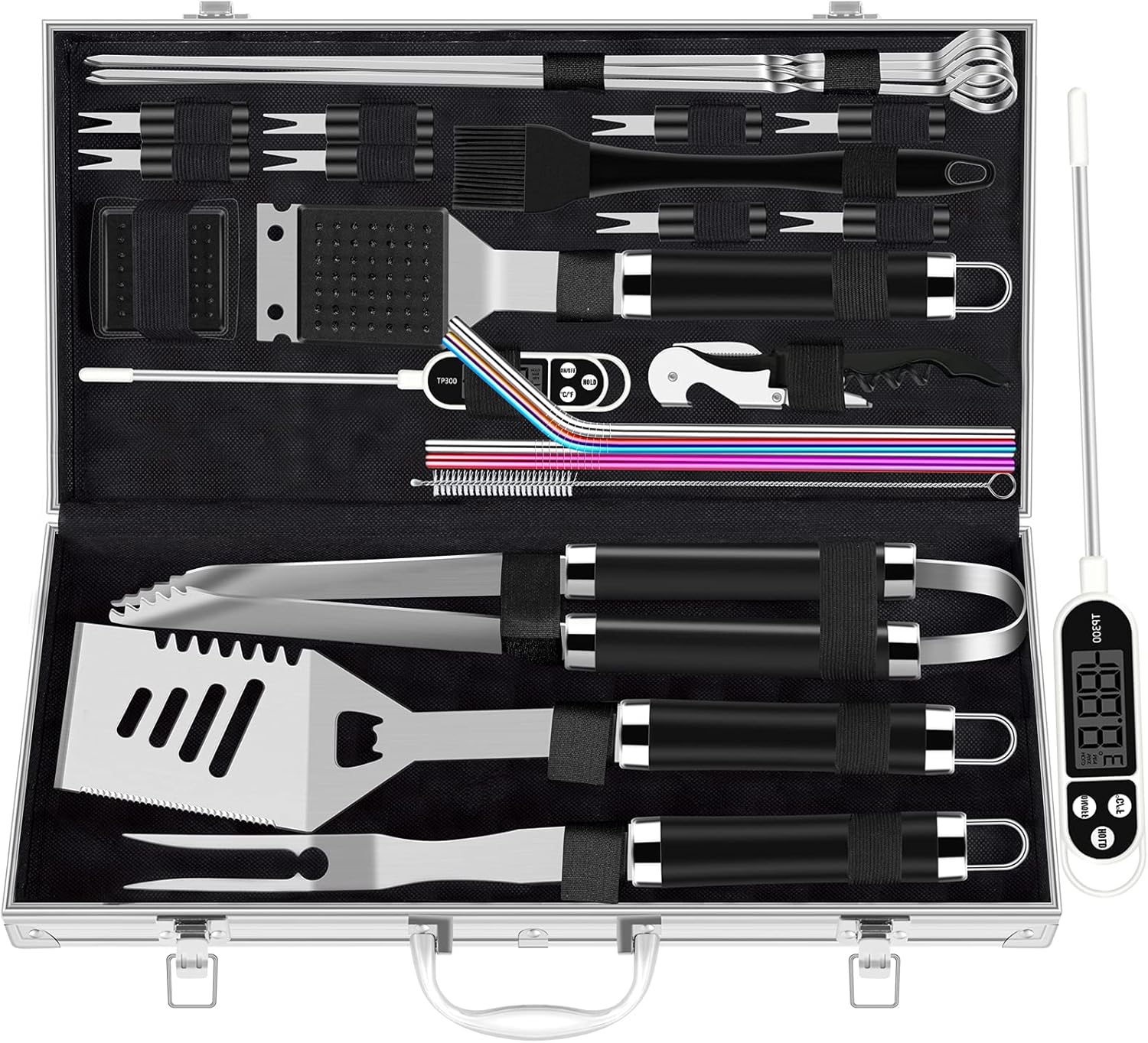 ROMANTICIST 26pcs Extra Thick Stainless Steel Grill Tool Set for Men,Heavy Duty...