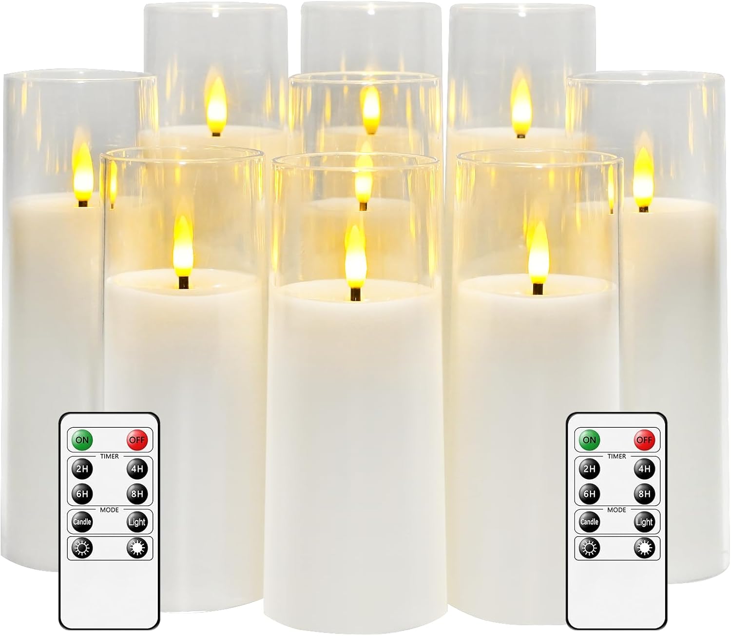 Flickering Flameless Candles Battery Operated with Remote and 2/4/6/8 H Timer Pl...