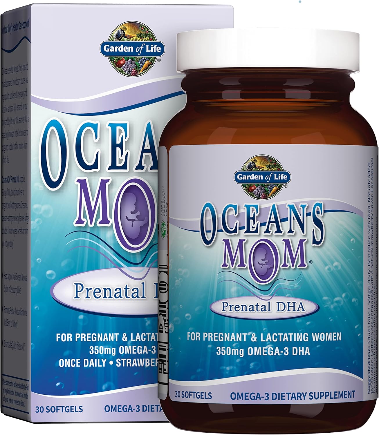 Garden of Life Oceans Mom Prenatal Fish Oil DHA, Omega 3 Fish Oil Supplement - S...