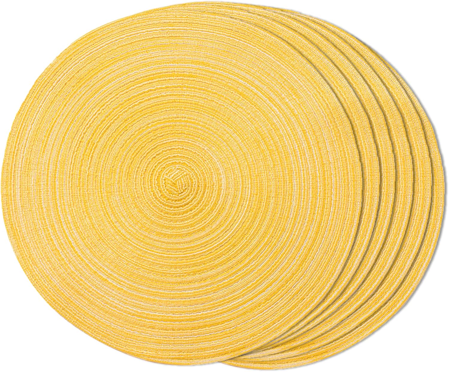FunWheat Round Braided Placemats Set of 6 Place mats for Dining Tables Woven Hea...