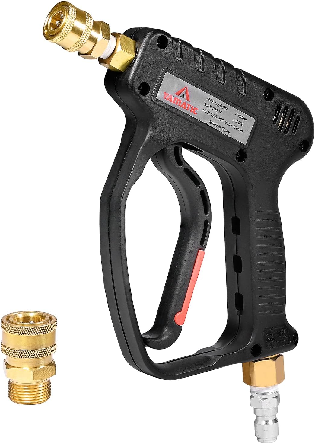 YAMATIC Pressure Washer Short Gun 5000 PSI - 3/8" Swivel Plug & M22-14mm Coupler...