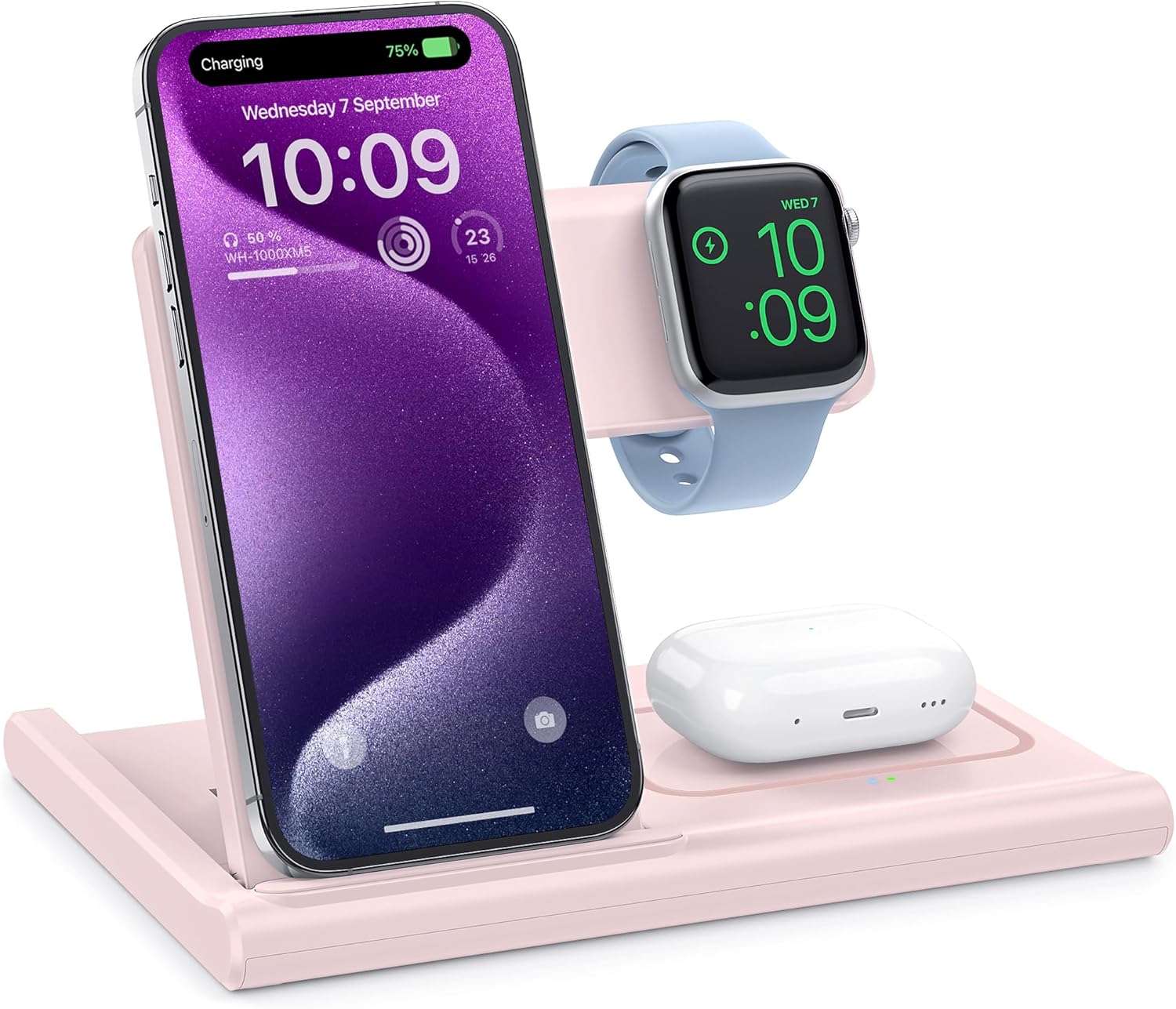 EXW Wireless Charger,3 in 1 Charging Station for iPhone 16/15/14/13Pro/12/11/XR/...