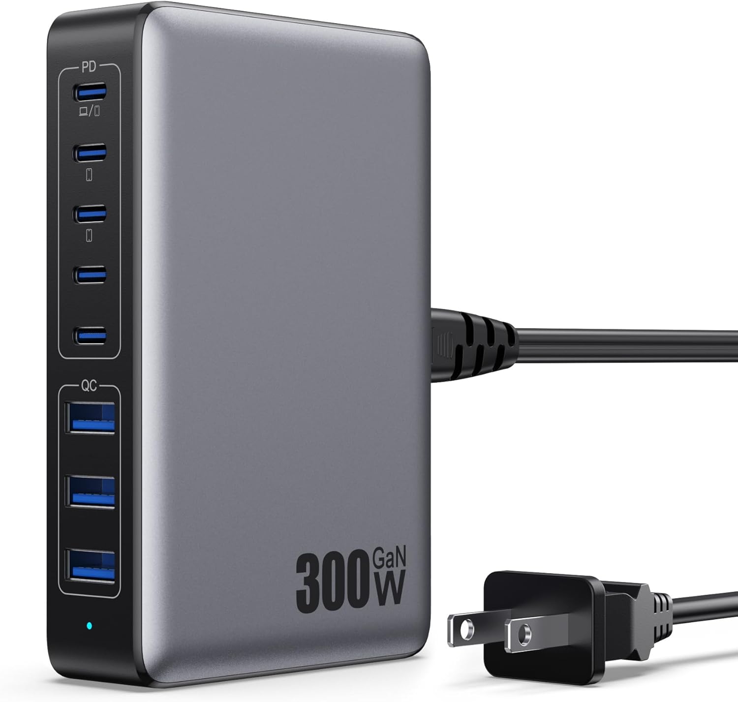 USB C Charger 300W USB C Charger Block GaN IV 8-Port Fast Charging Station Hub,U...