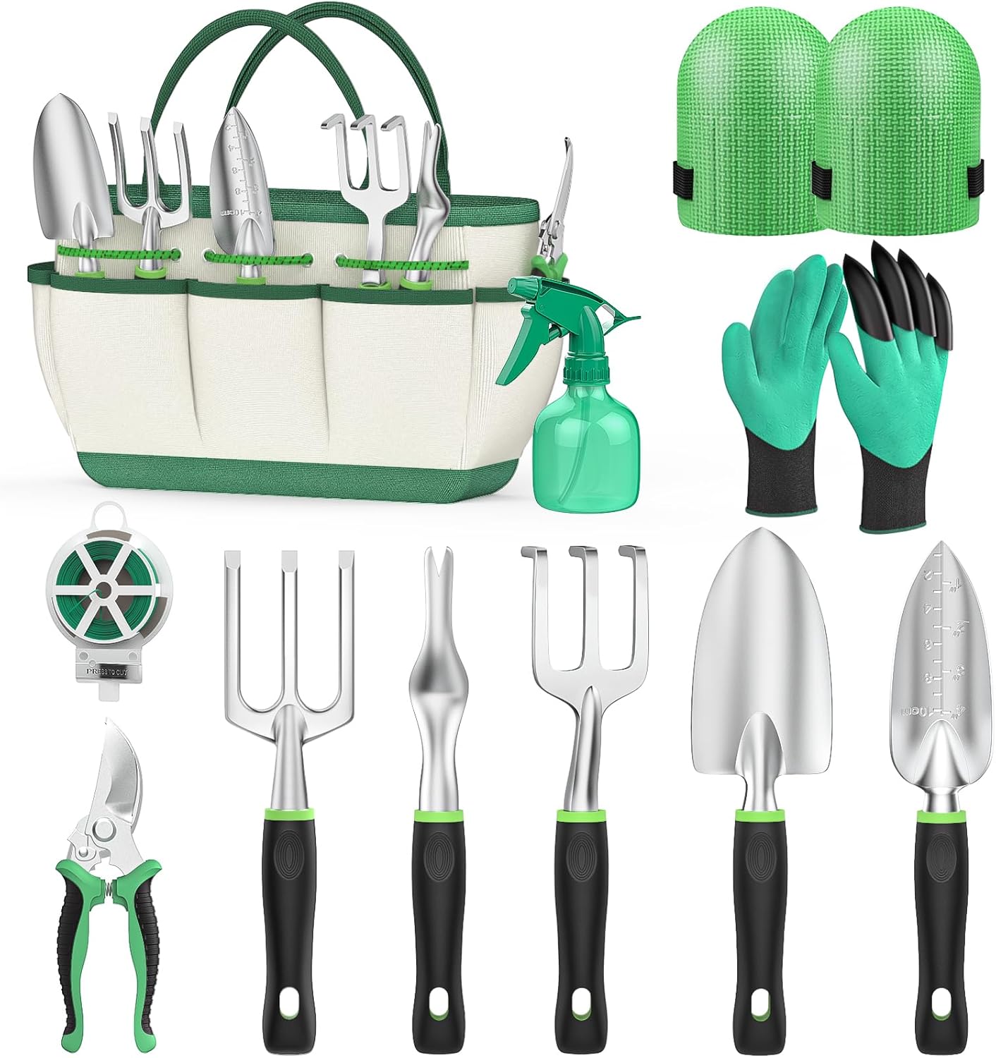 Fixmend Garden Tools, 11 Pieces Gardening Tools, Aluminum Alloy Garden Tools Set...