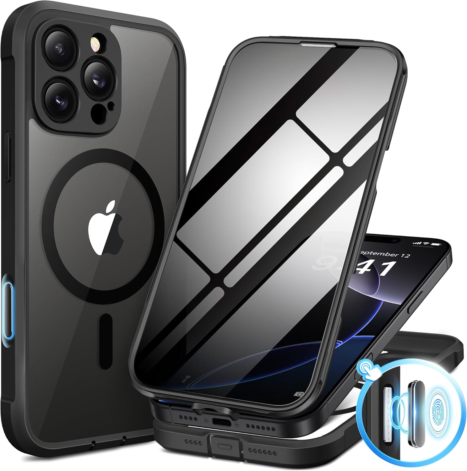 BERFY Magnetic Privacy Case for iPhone 16 Pro Max, Compatible with MagSafe, [Bui...