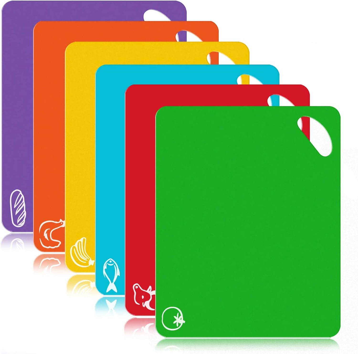 FUKTSYSM Plastic Cutting Board - 6 Pcs Extra Thick Flexible Plastic Chopping Boa...
