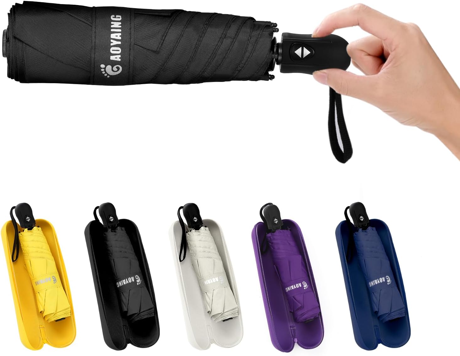 GAOYAING Compact Automatic Travel Umbrella with Case, Mini Small Folding Sun UV,...
