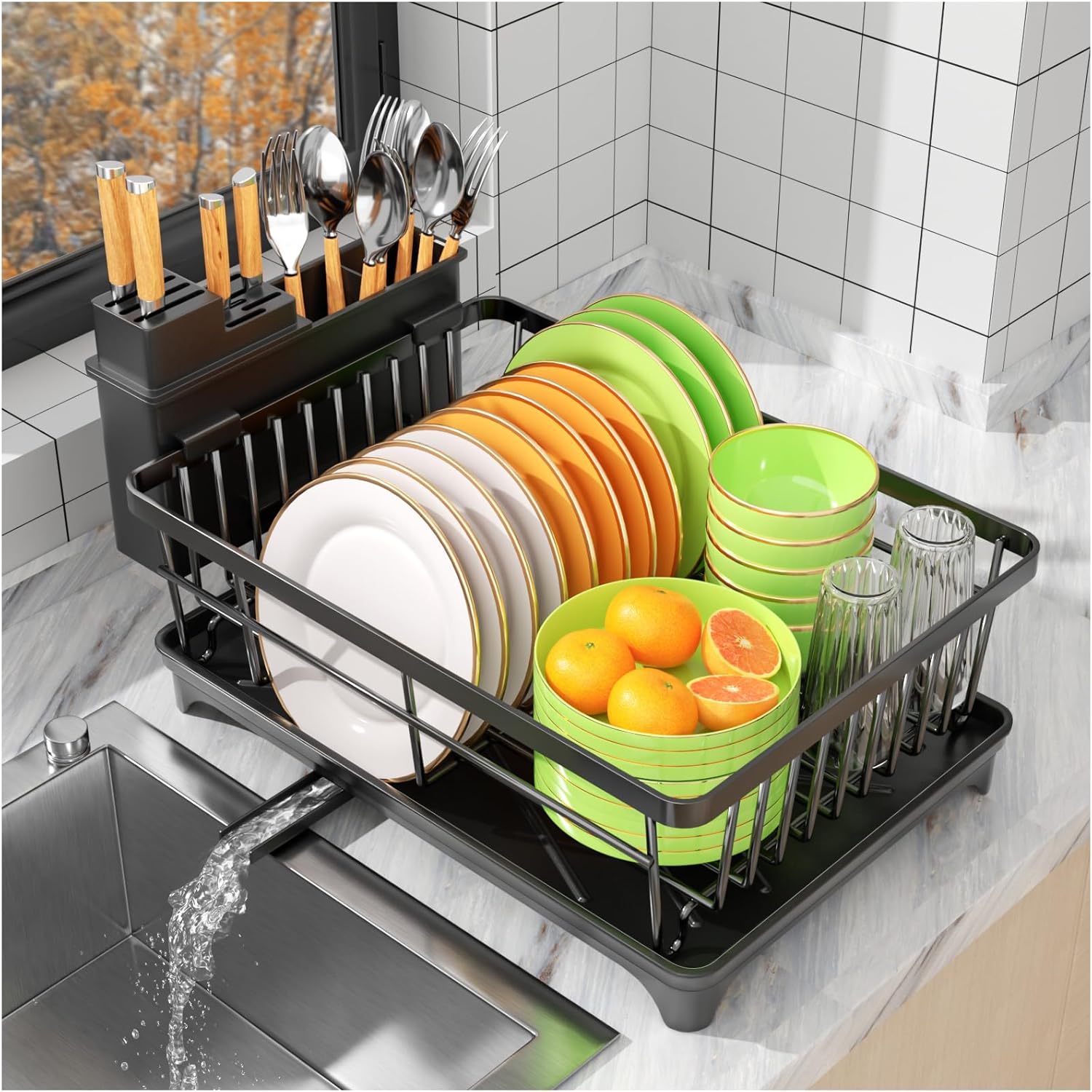 SavvyStor Dish Drainer Rack - Space Saving Dish Drainer, Draining Board Rack for...