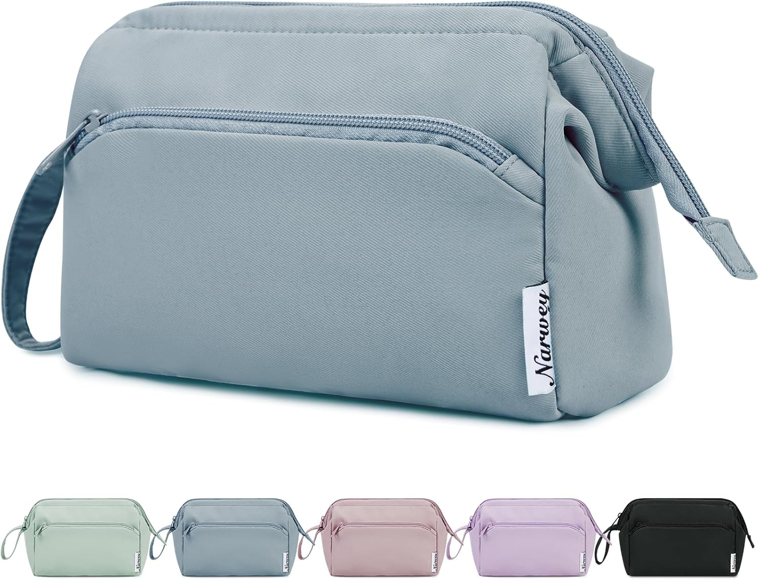 Narwey Large Makeup Bag Wide-Open Zipper Pouch Travel Wash Bag Toiletry Bag Cosm...