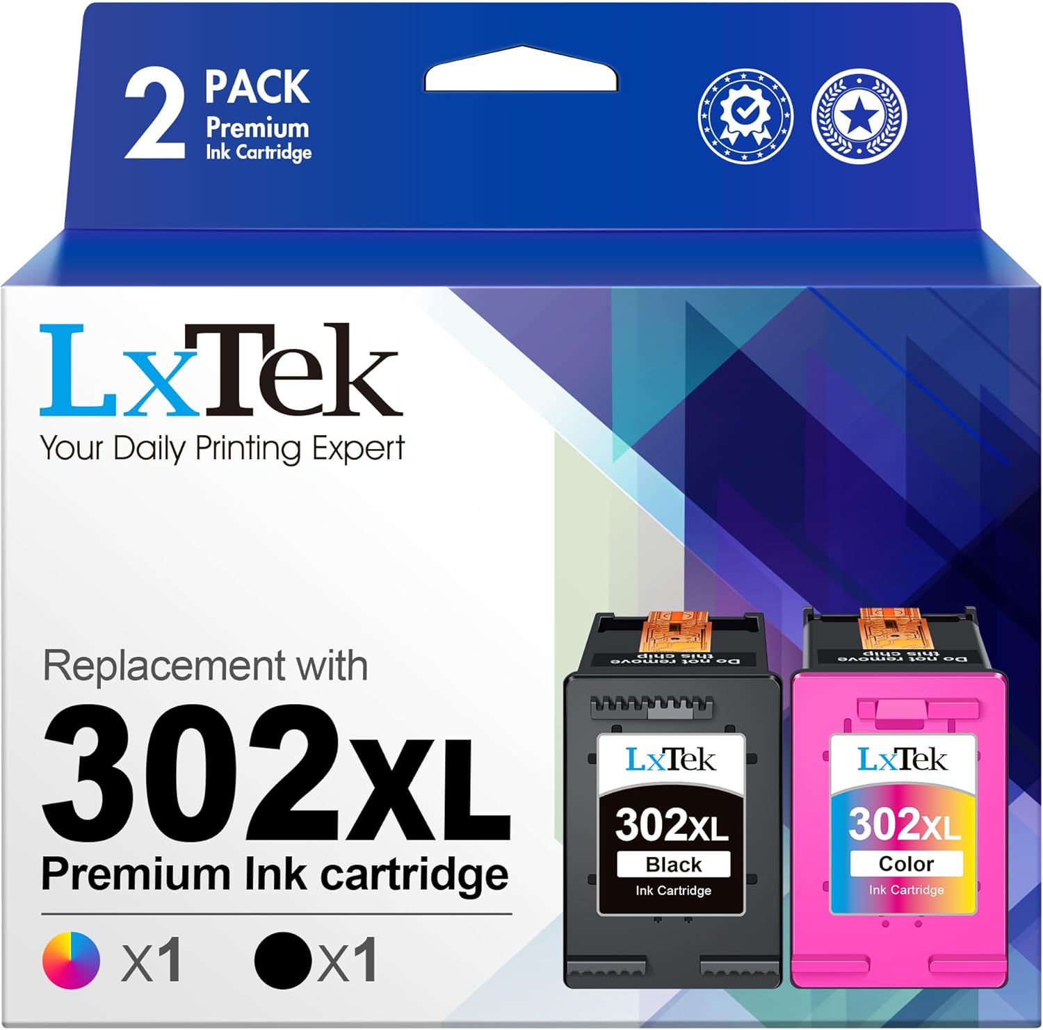 LxTek 302XL Ink Cartridges Replacement for HP 302XL for DeskJet 1110 2130 2134 3...