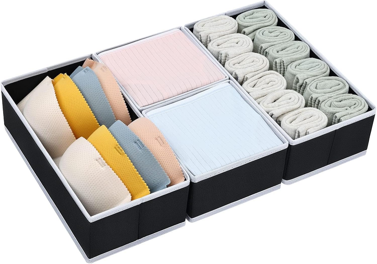 DIMJ 4 Pack Underwear Organisers of Drawer - Foldable Drawer Dividers Fabric War...