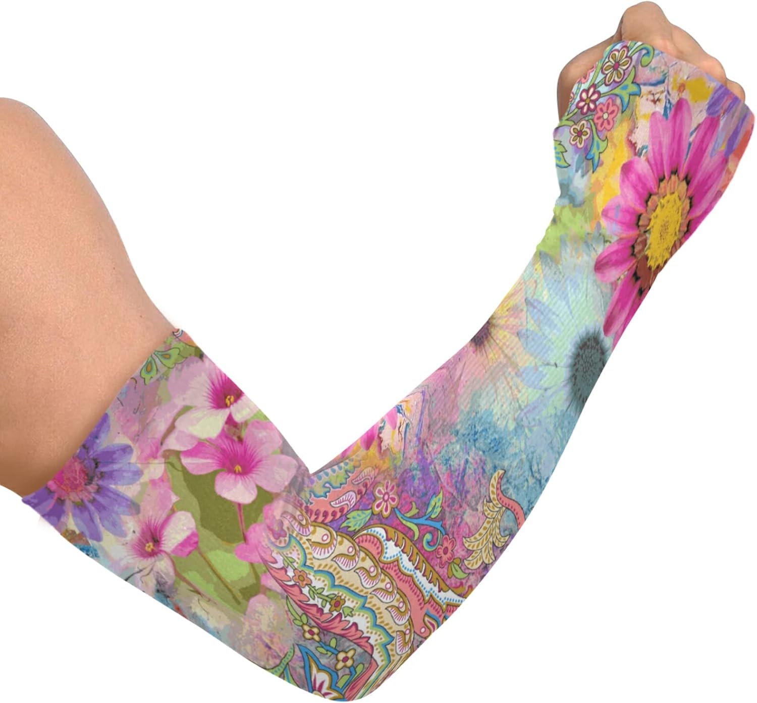 Flower Dragonfly Gardening Sleeves with Thumb Hole Farm Sun Protection Arm Sleev...