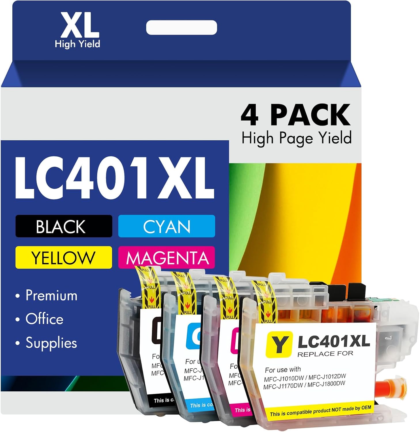 LC401XL LC401 MFC-J1010DW Ink Cartridges for Brother Printer 401XL LC 401 for MF...