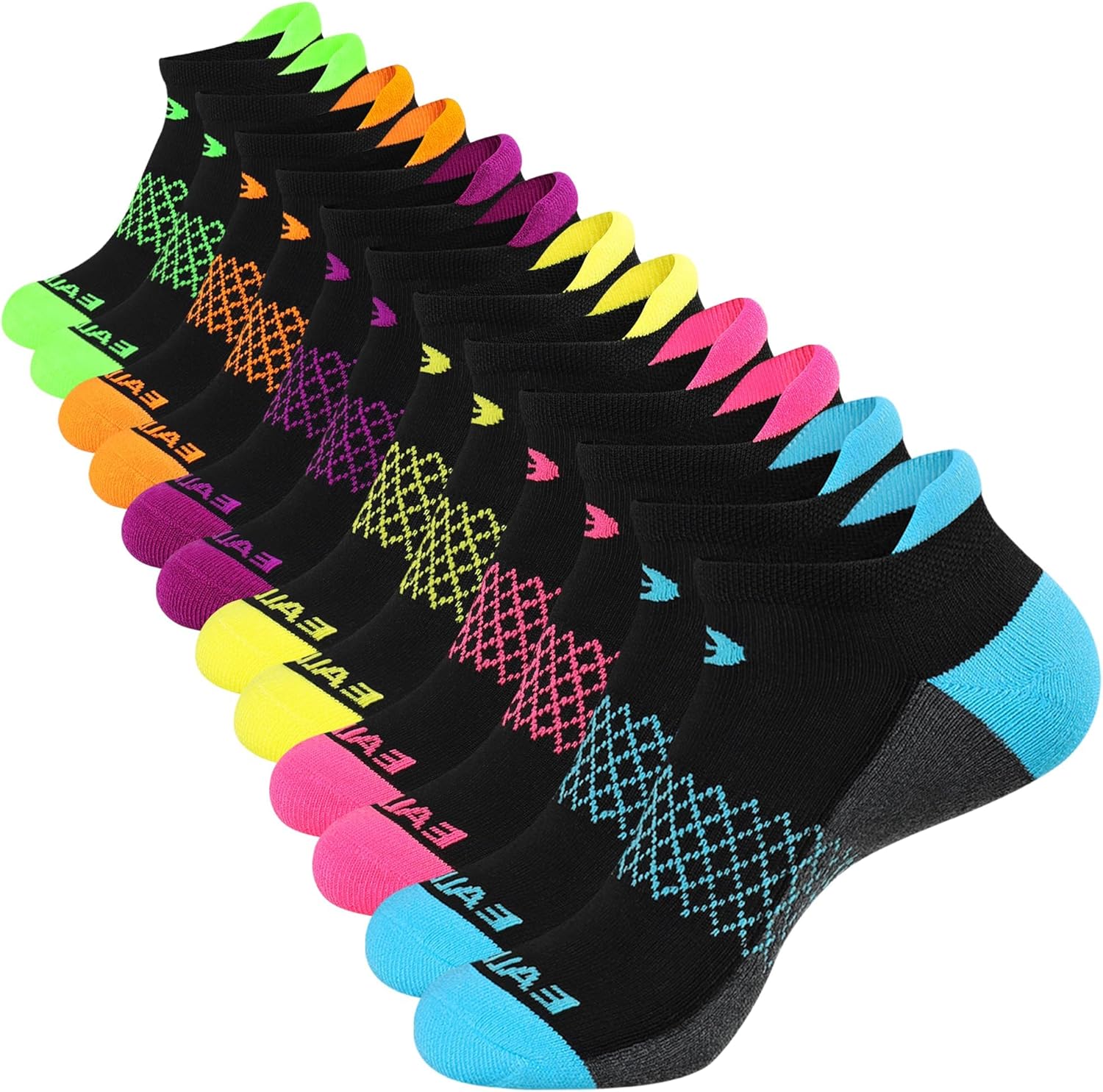 eallco Womens Ankle Socks 6 Pairs Running Athletic Cushioned Sole Socks With Tab...