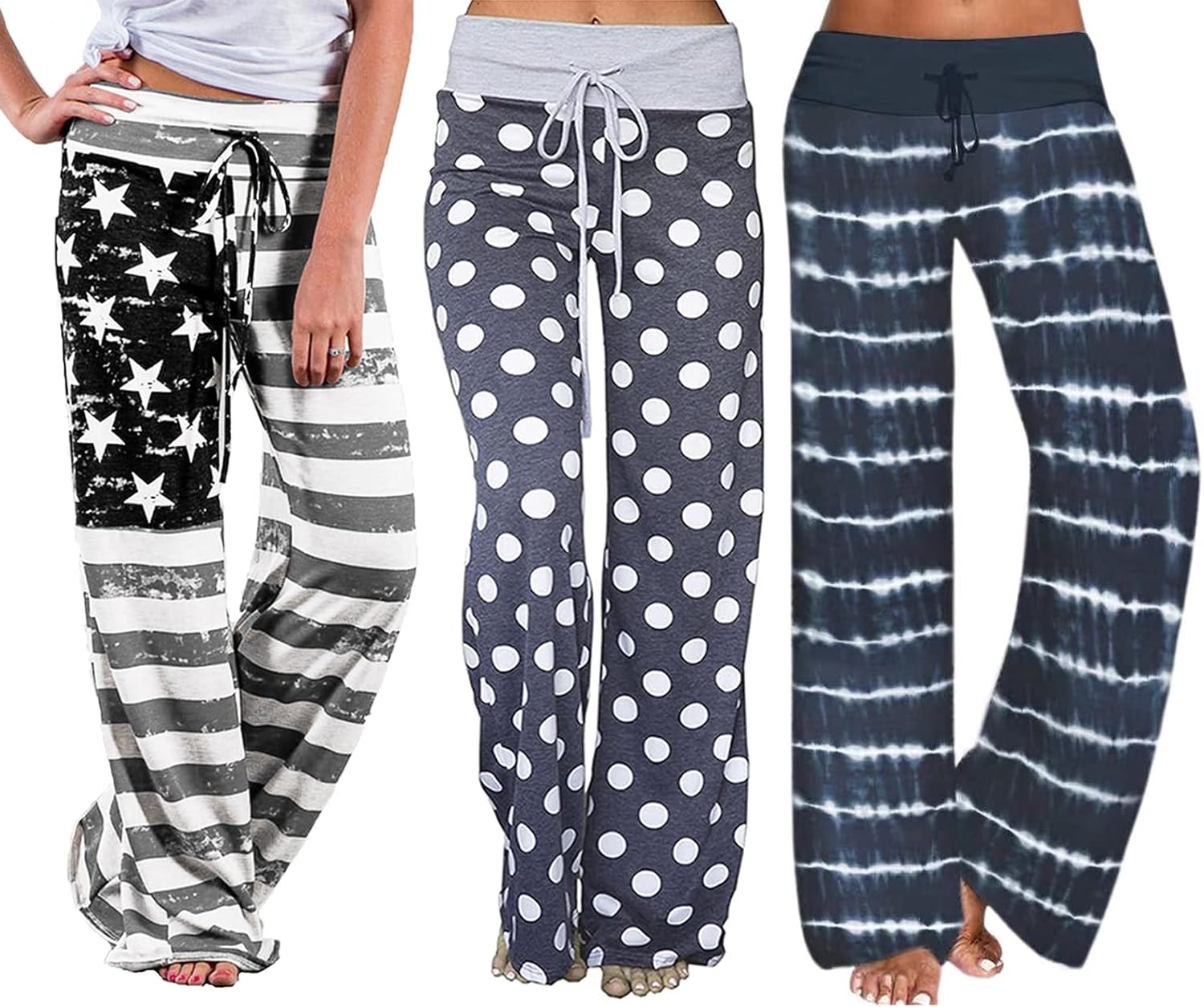 ROSA JUNIO Comfy Pajama Pants for Women Casual Drawstring Floral Palazzo Lounge...