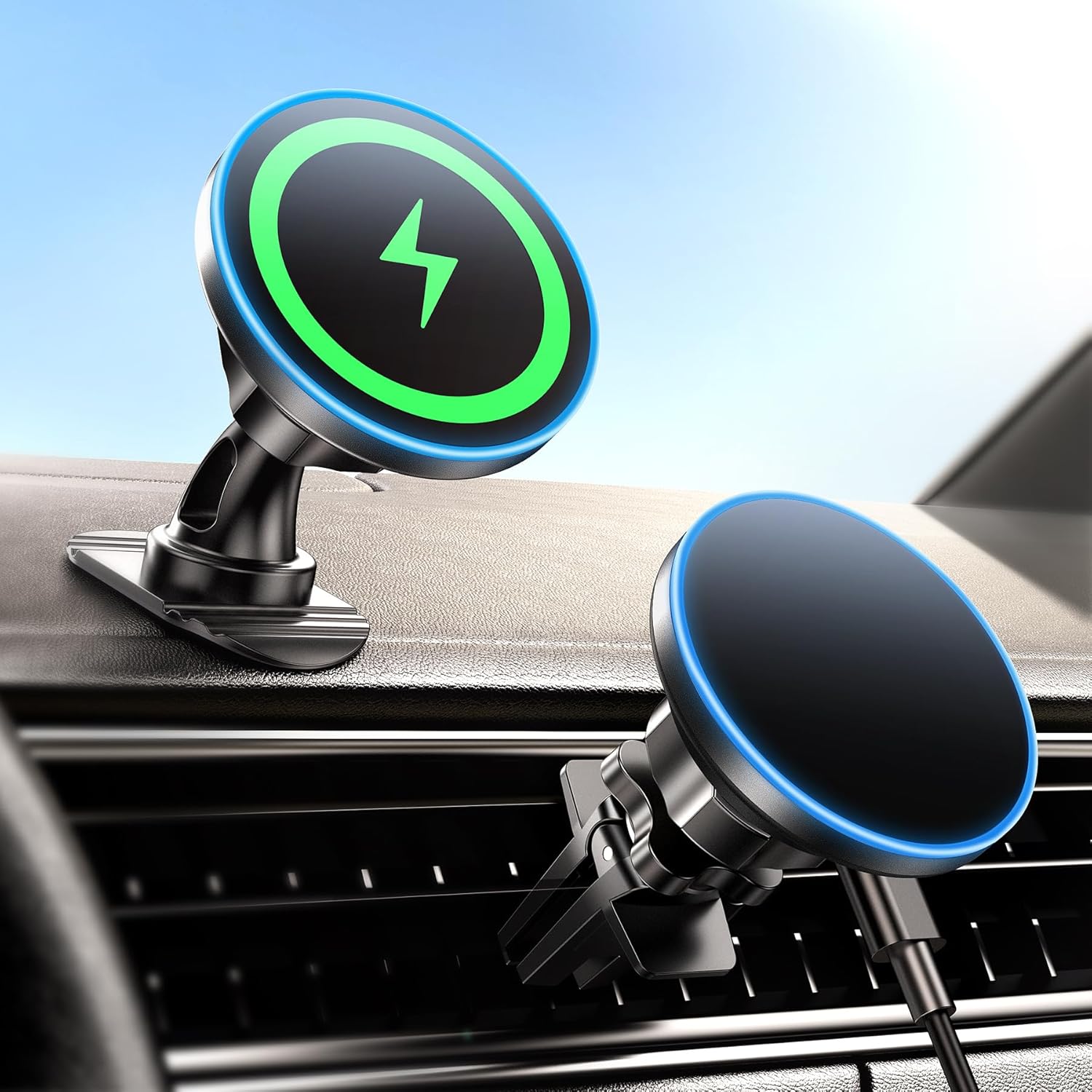 for iPhone 16 Magsafe Car Mount Charger, [2024 New] 15W 2in1 Magnetic Wireless C...
