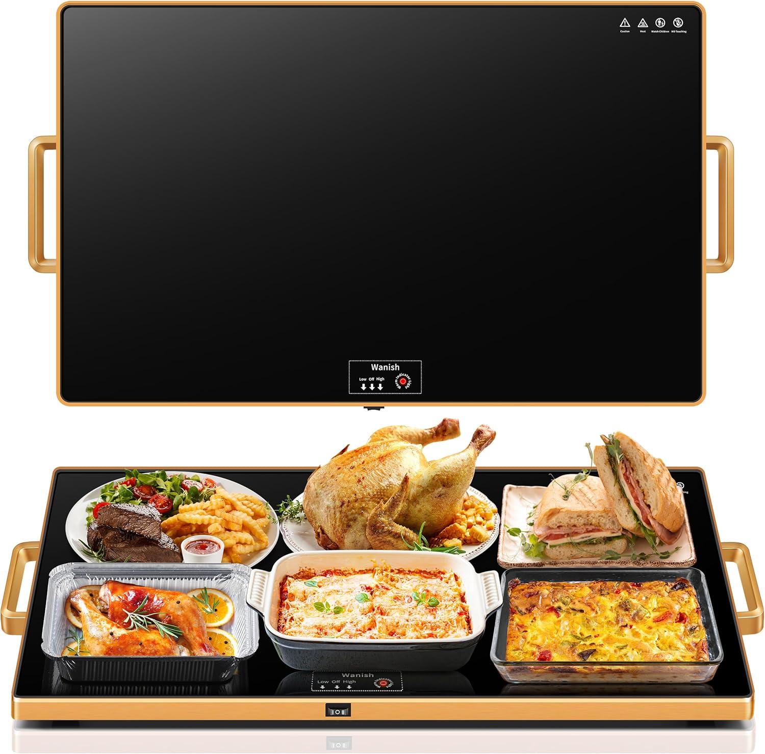 Electric Warming Tray（XXL 32”x18”），Food Warmer with Thermostat and Full Surfa...