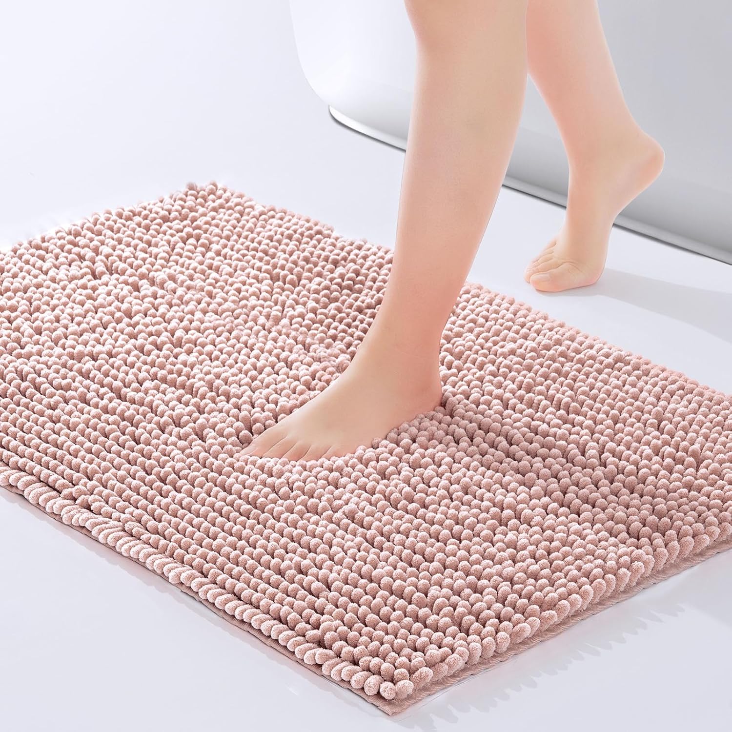 FRESHMINT Chenille Bathroom Rugs Mat 24"x17", Non-Slip Bath Mat for Bathroom Flo...