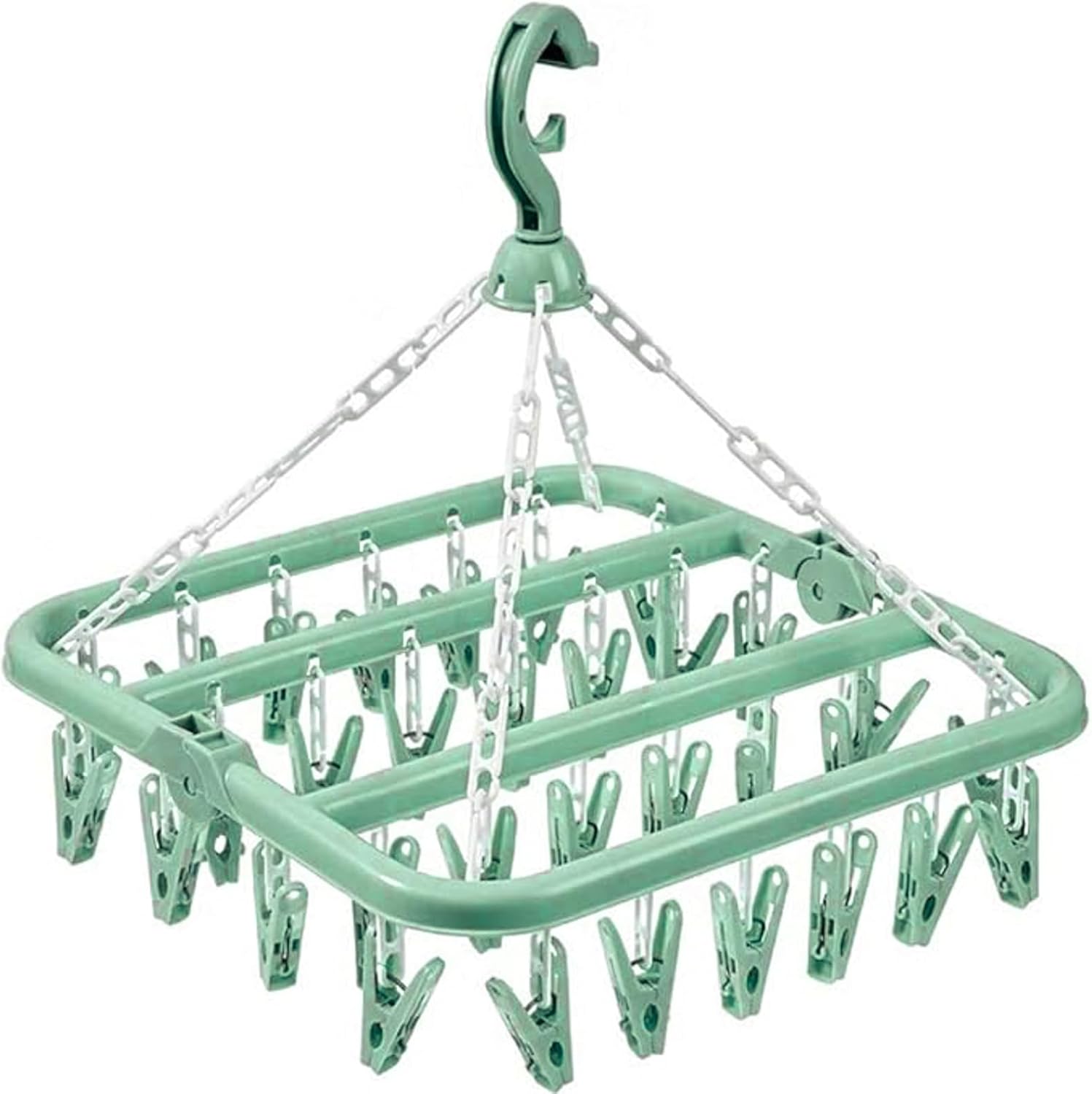 alladaga Clothes Drying Hanger with 32 Clips and Drip Foldable Hanging Rack (Lig...