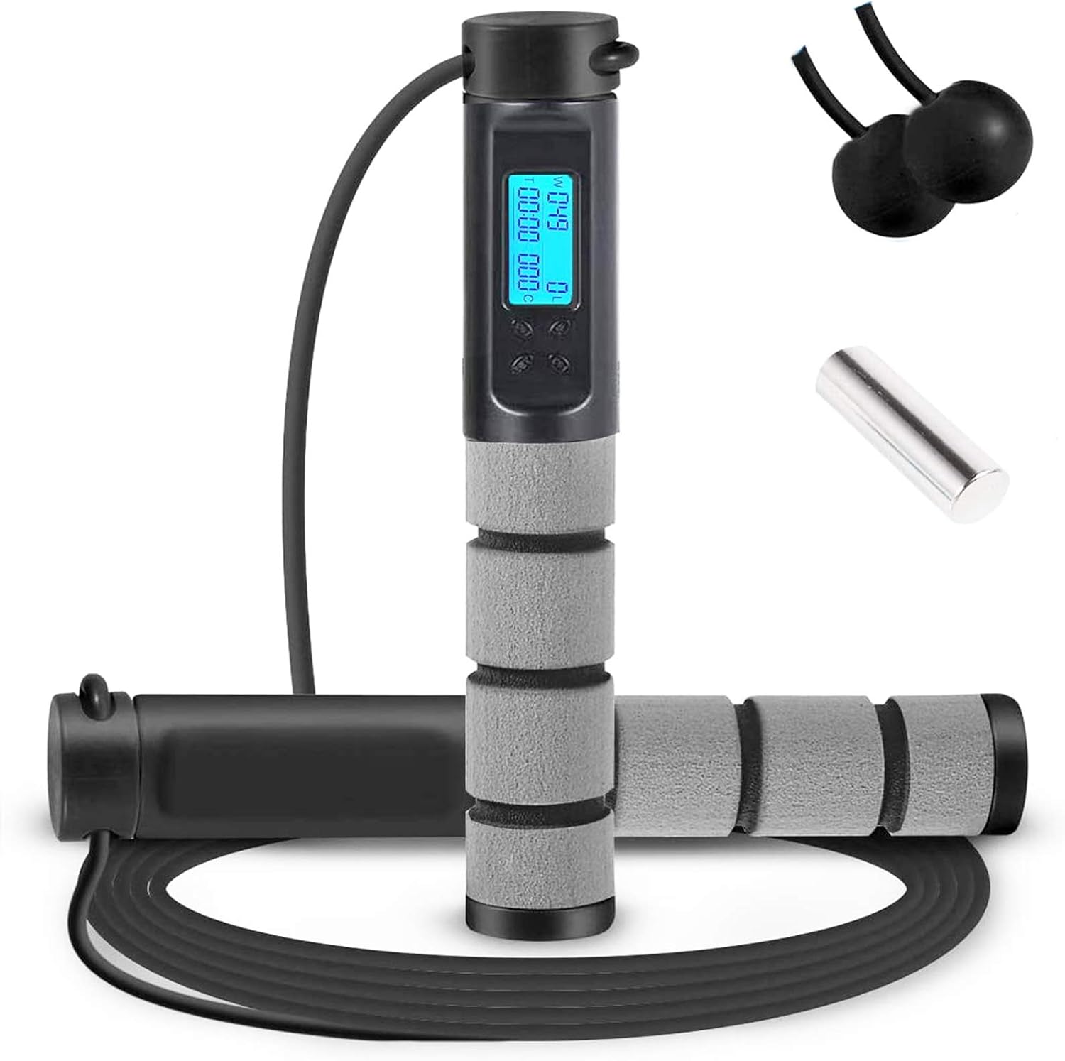Skipping Rope, Wastou Jump Rope Speed Calorie Counter, Ropeless Weighted Jumping...