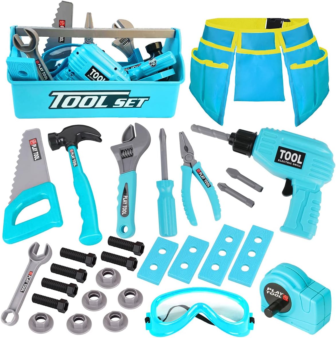 LOYO Kids Tool Set - 30Pcs Pretend Play Tool Toys with Kids Tool Belt, Electric...
