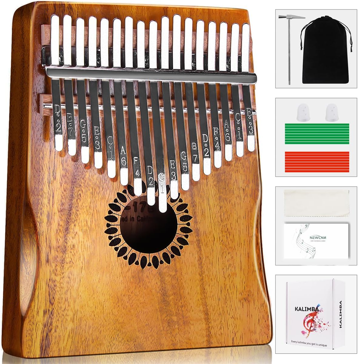 Newlam Kalimba Thumb Piano 17 Keys, Portable Marimbas Finger Piano Gifts for Kid...