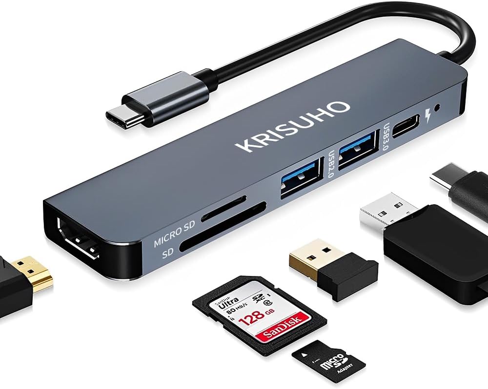krisuho usbc hub hdmi macbook usb adaptor usb c hub multiport adapter usbc adapt...