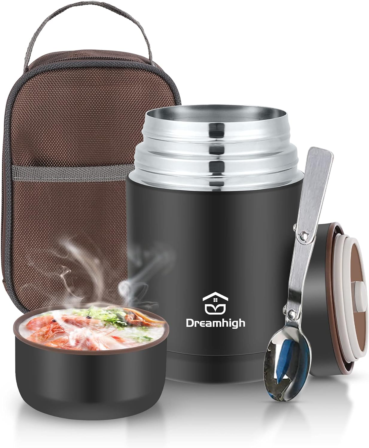 Dreamhigh® Thermal Food Flask, 800ml, Soup Flask with Spoon, Stainless Steel Vac...