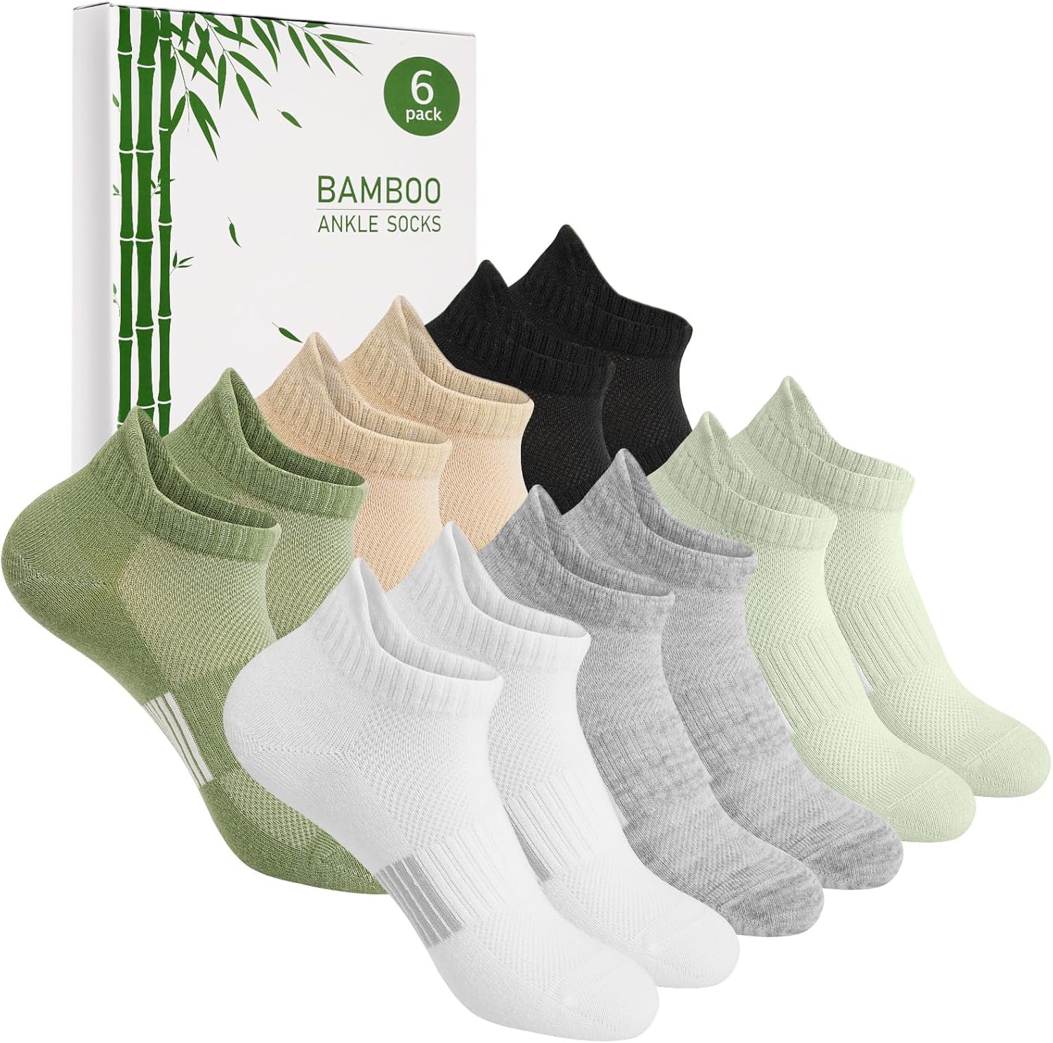 Blu Ninfee Bamboo Trainer Socks Womens 3-5/6-8, Ladies Ankle Running Socks Breat...
