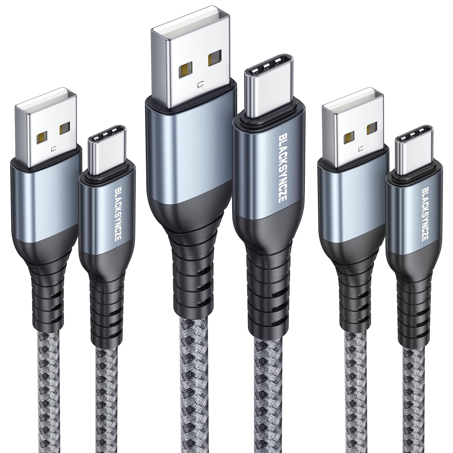 BLACKSYNCZE USB C Cable, 3-Pack 1M Type C Charger Cable Fast Charging Nylon Brai...