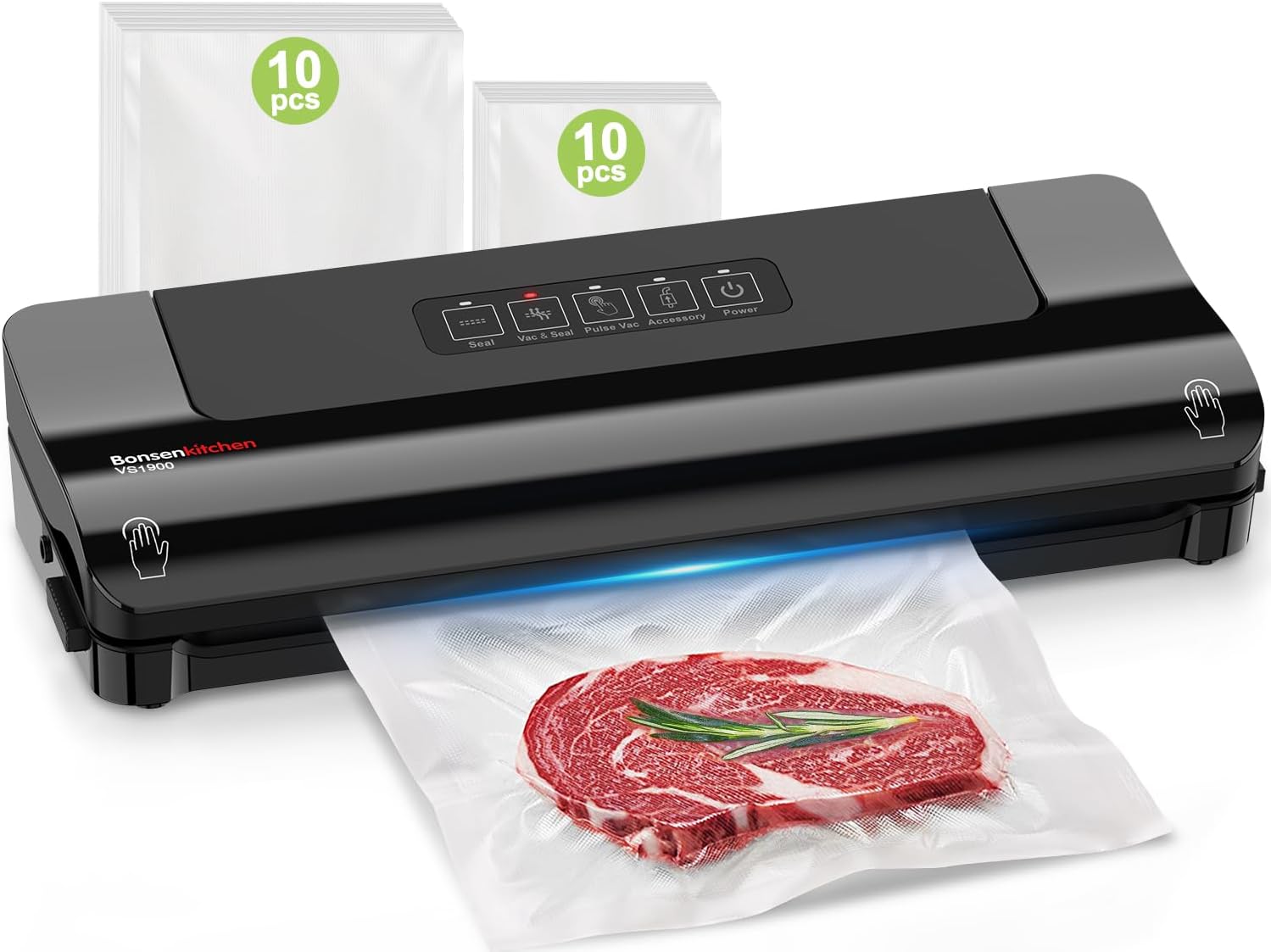Bonsenkitchen Vacuum Sealer, Fast-Compact Vacuum Sealer Machine, High-Speed Cont...