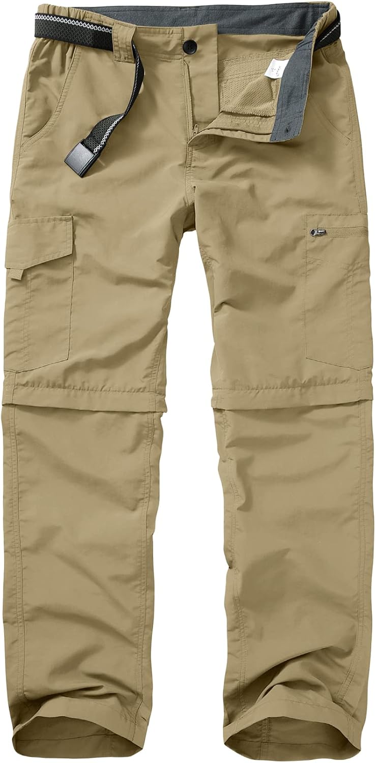 mosingle Walking Hiking Trousers Mens, Safari Zip Off Lightweight Quick Dry Conv...