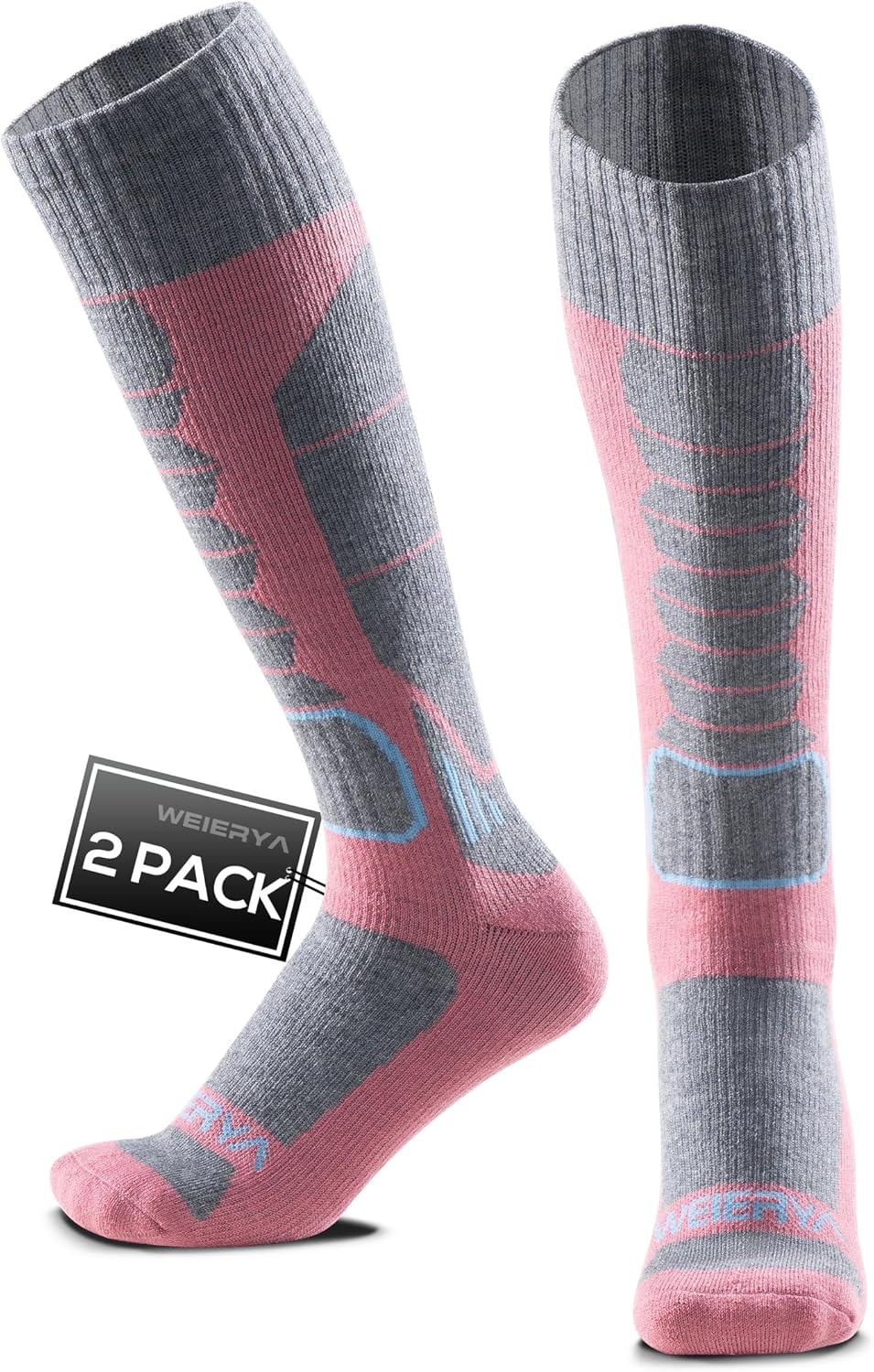 WEIERYA Womens Ski Socks 2/3 Pairs Pack for Skiing, Snowboarding, Thermal Merino...