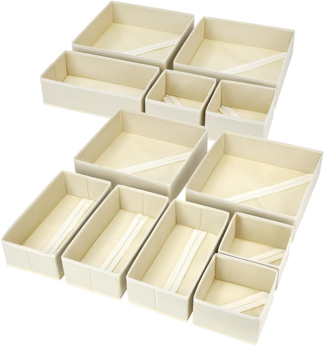 Homsorout 12 Pack Drawer Organisers Foldable Storage Box - Fabric Drawer Divider...