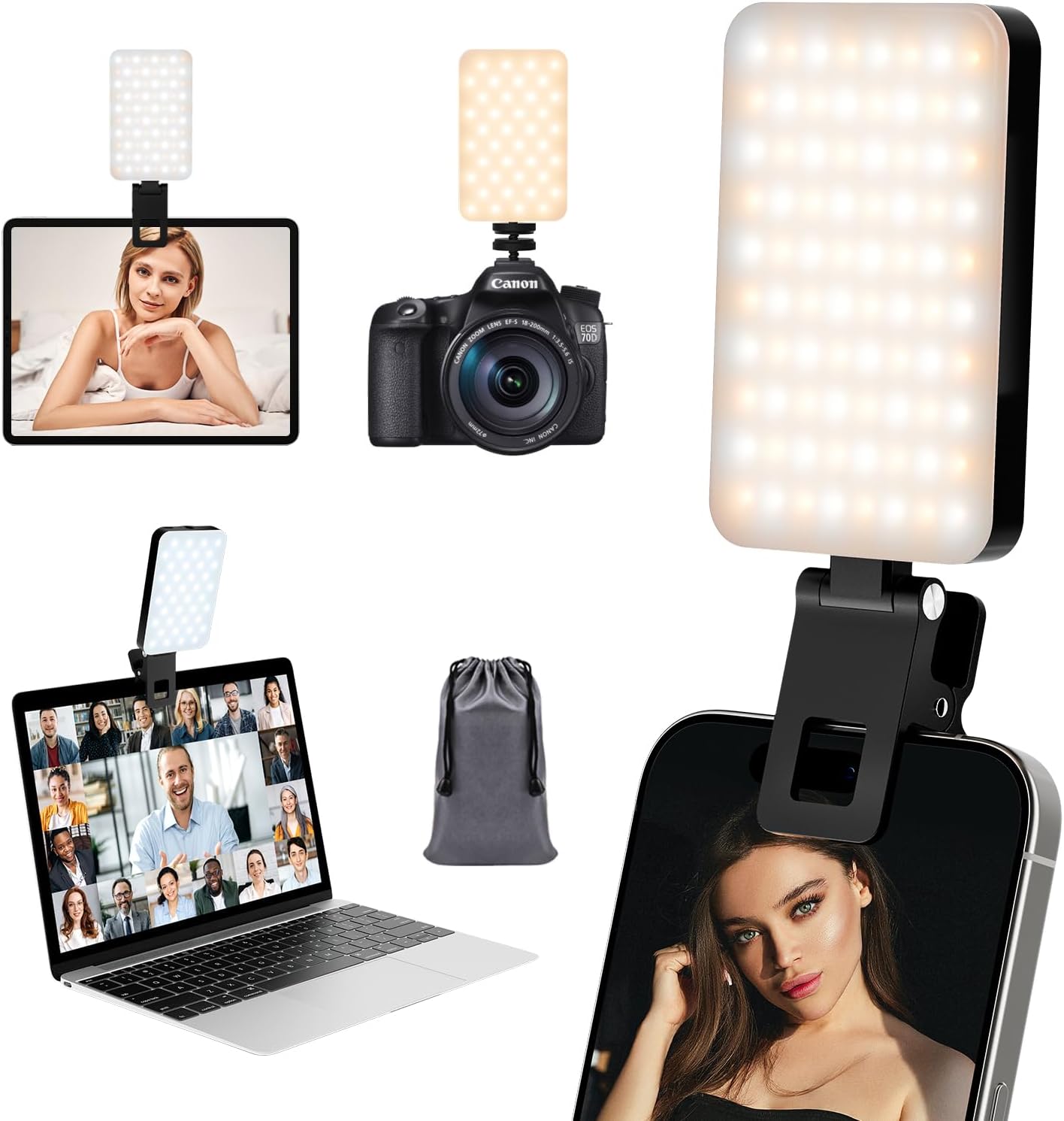 RealPlus Phone Light, Selfie Light for Phone Clip On 2000mAh with 80 LEDs & 5 Co...