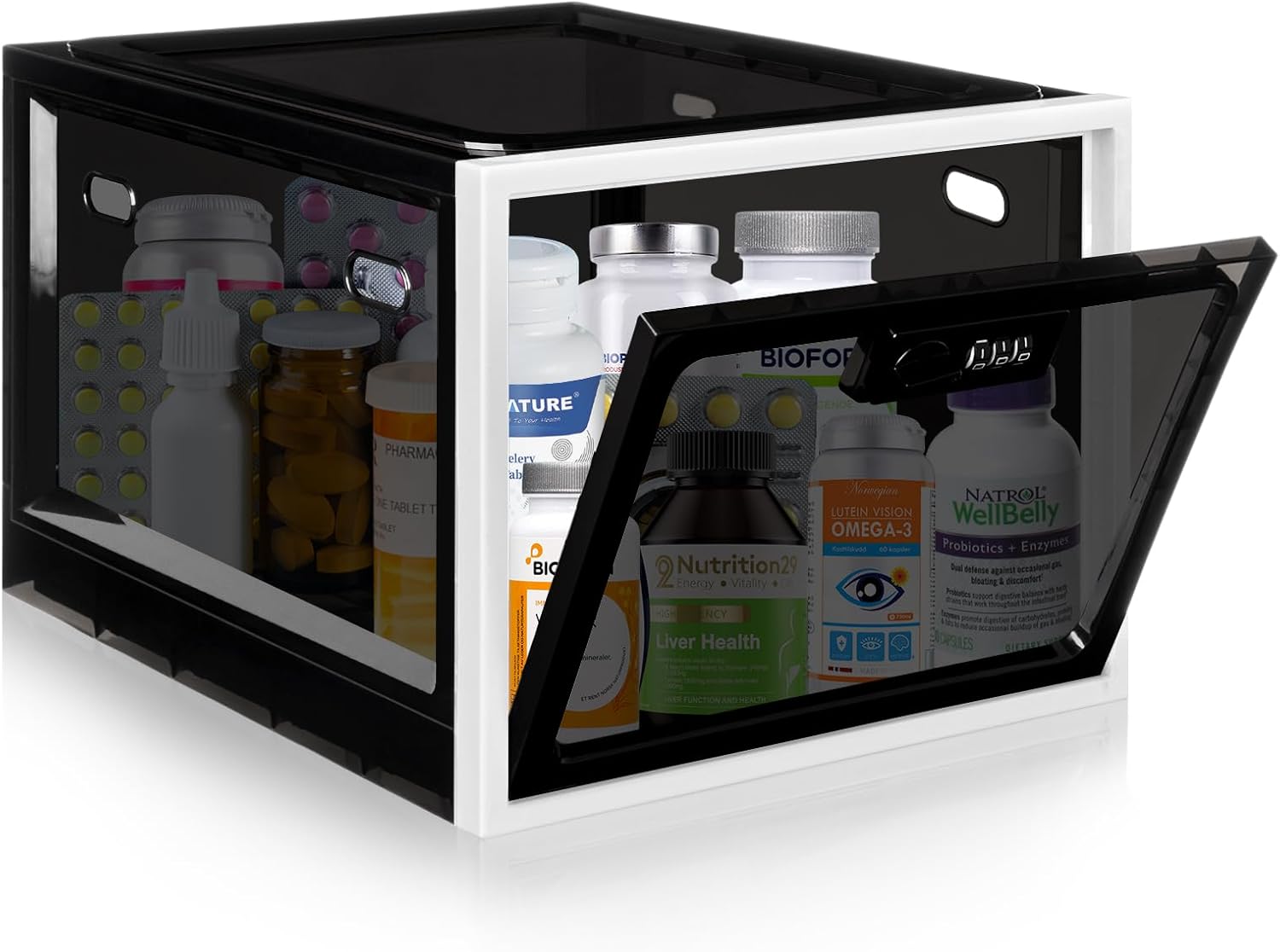 Gemaxvoled Lockable Medicine Box, Medicine Storage Box, Premium Material Lockabl...
