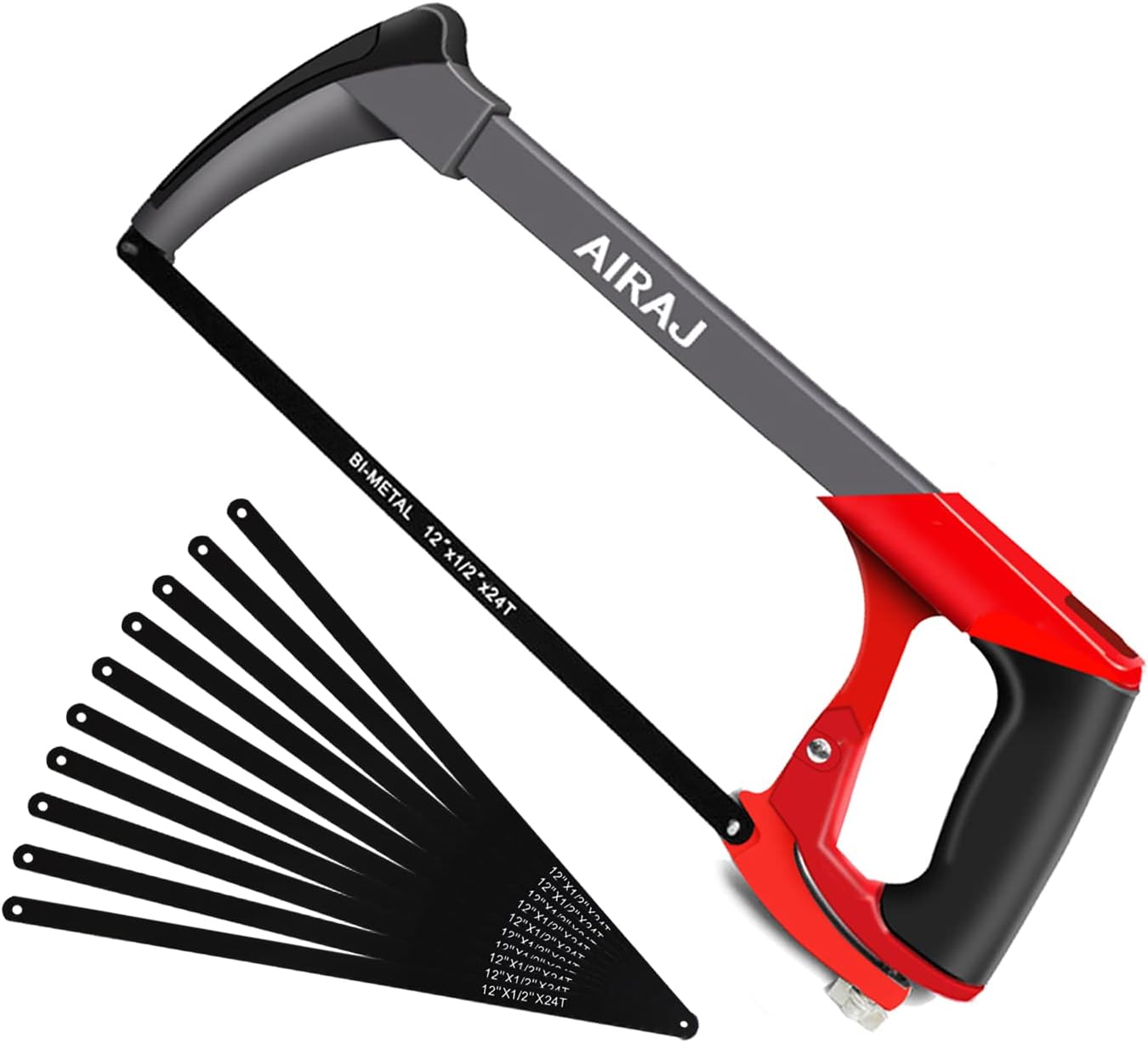 AIRAJ Multifunctional Hacksaw Frame with Adjustable Tension and 10 Saw Blades,Tw...