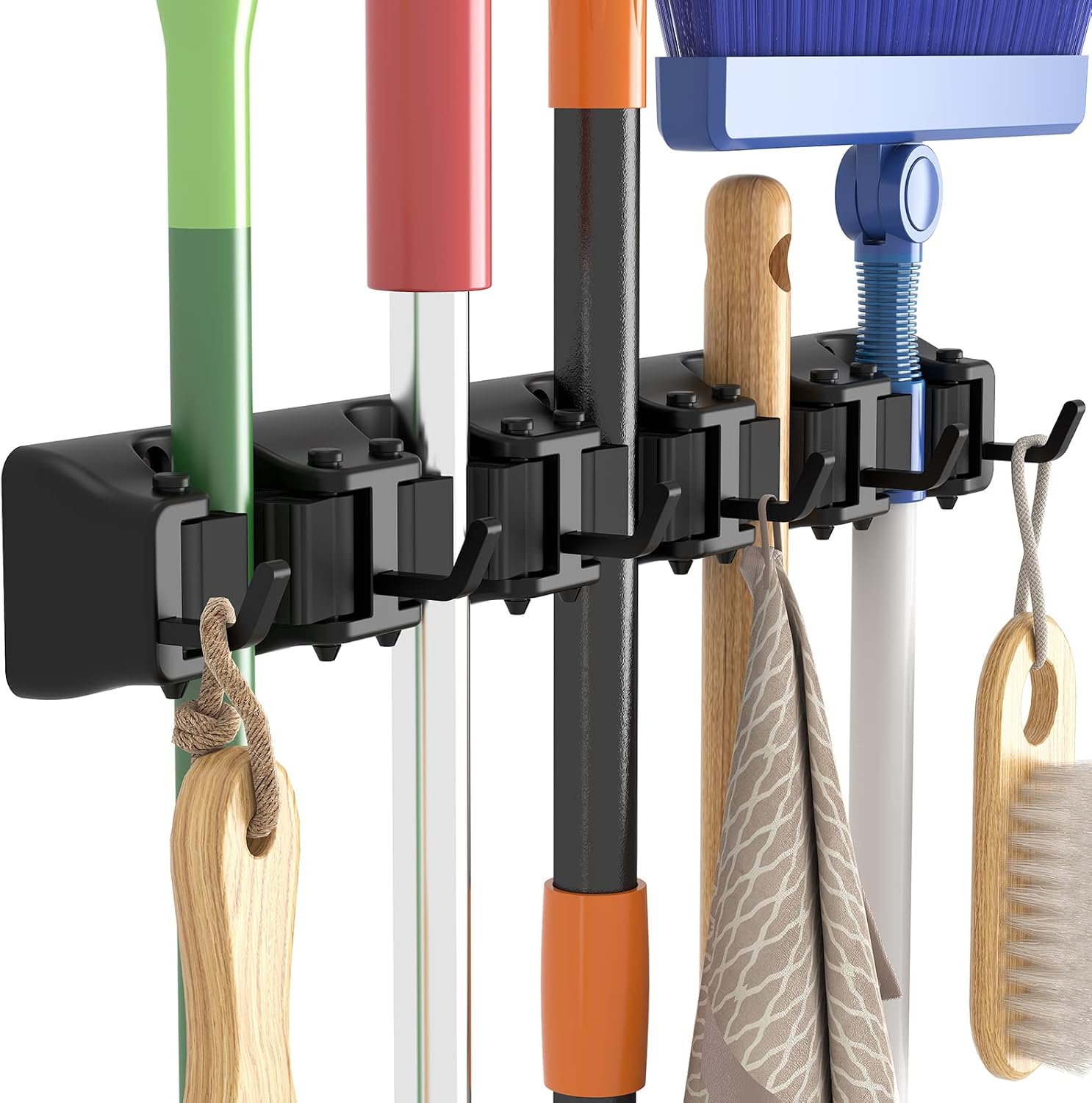 Lifewit Broom Mop Holder Wall Mounted，Heavy Duty Broom Storage with 5 Slot 6 Ho...