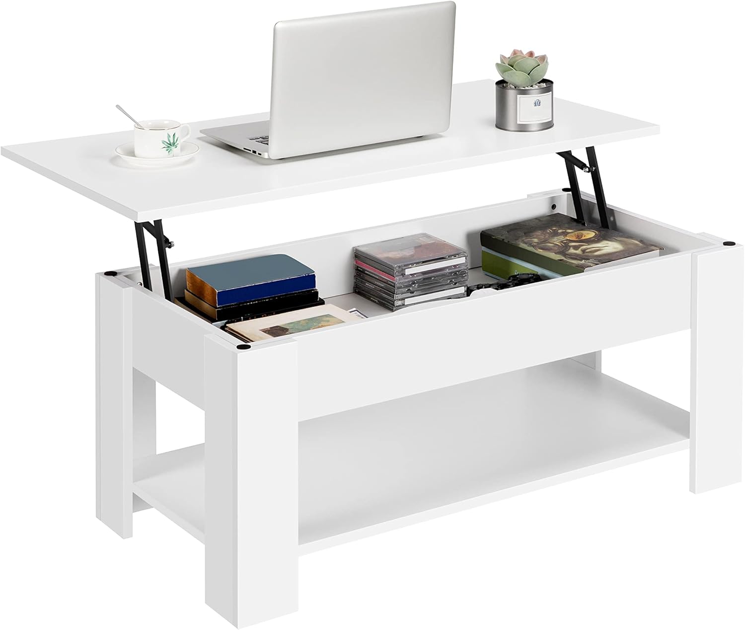 Yaheetech Lift Up Top Coffee Table with Storage Compartment and Shelf Wooden Hyd...