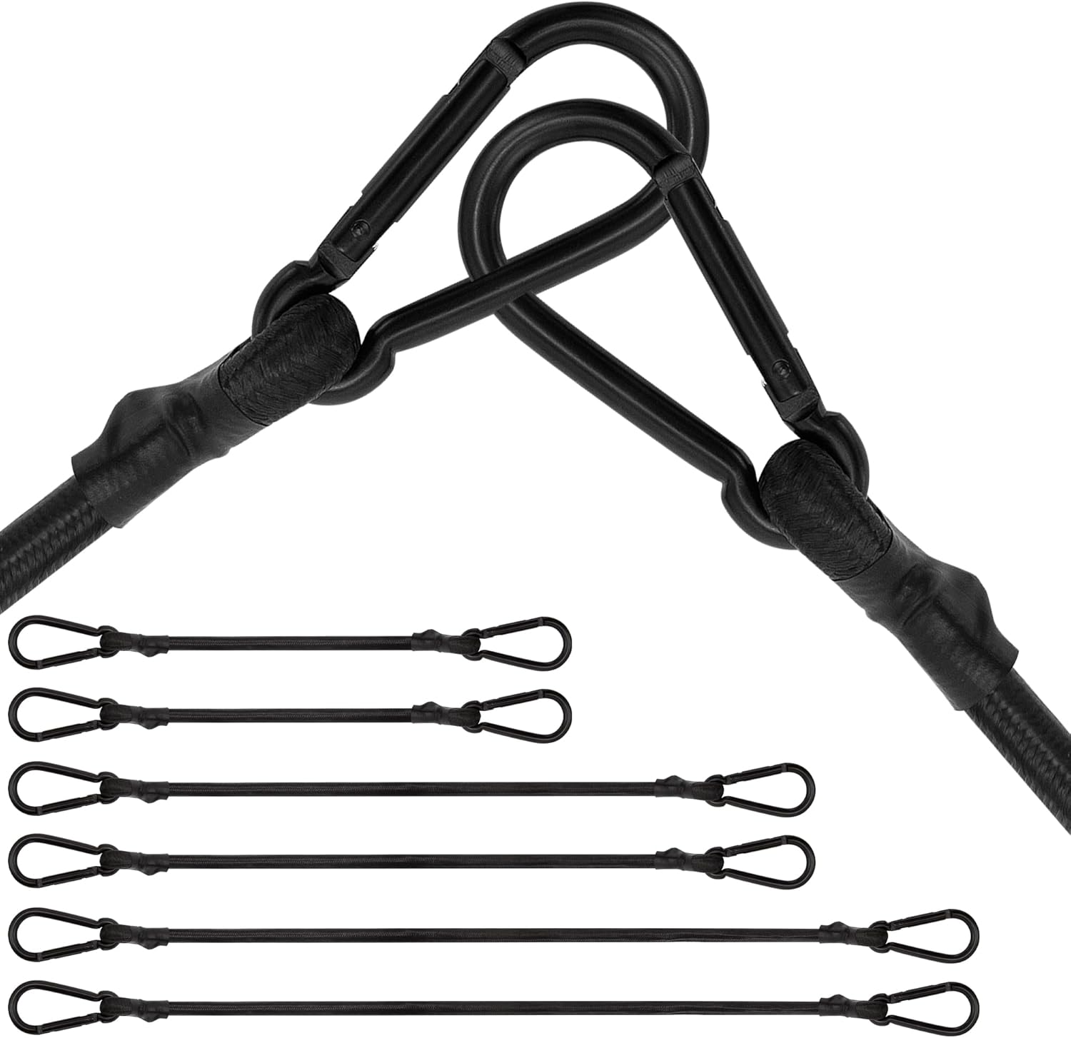 Bungee Cords - 6 Pack Black Heavy Duty Long Bungee Cord Assorted Size 30cm, 60cm...
