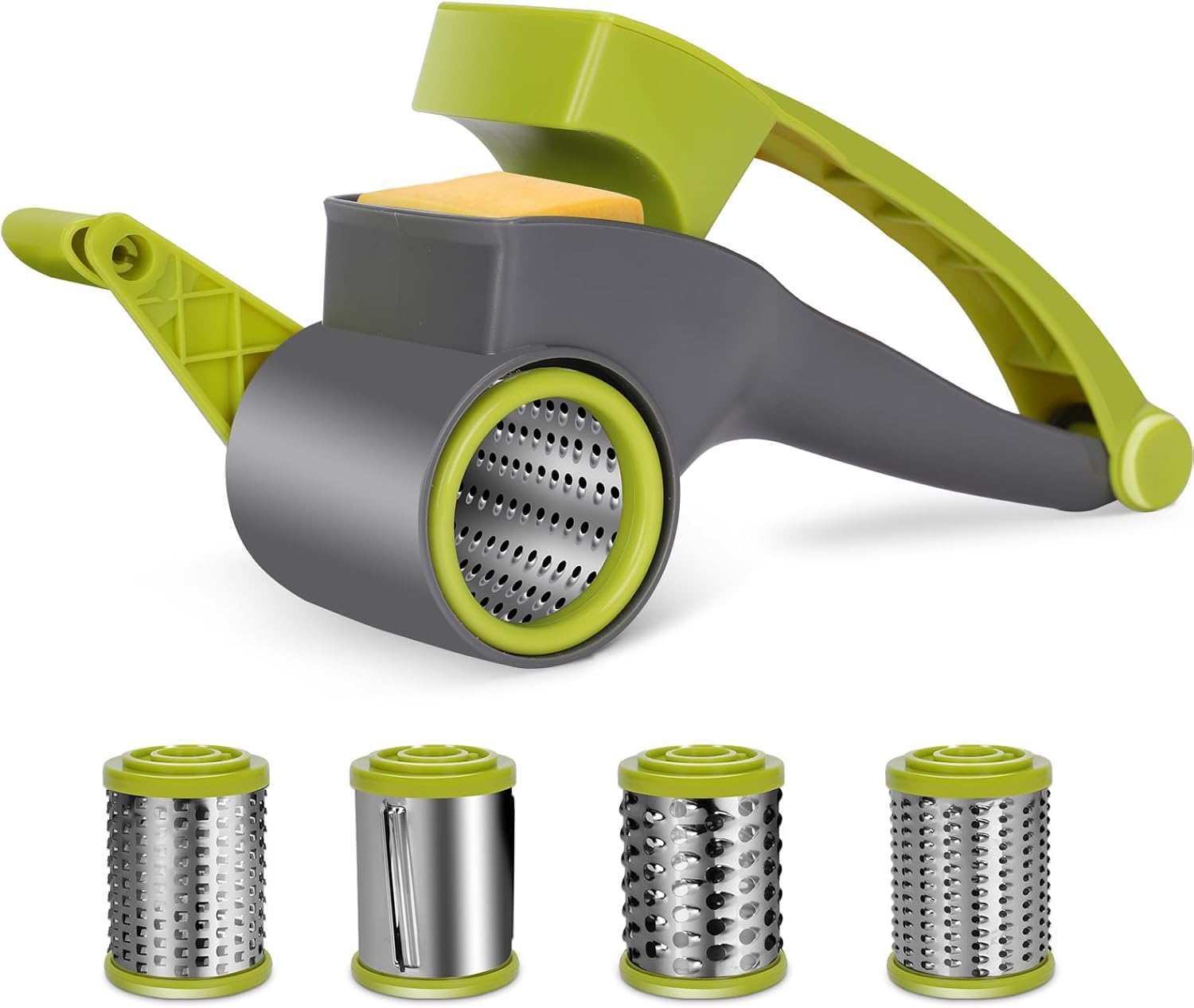 MASTERTOP Cheese Grater, Rotating Cheese Grater with 4 Stainless Steel Blades, K...