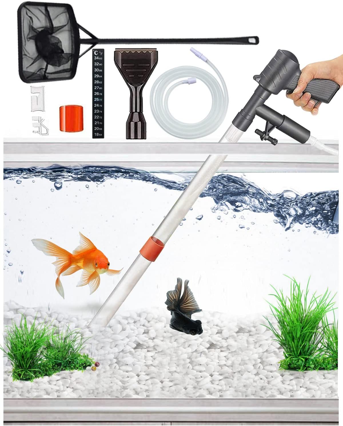 QZQ Aquarium Gravel Cleaner [2024 Edition] Vacuum Fish Tank Vacuum Cleaner Tools...