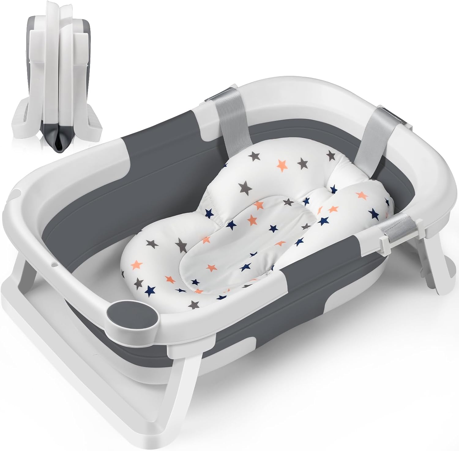 DEANIC Baby Bath Tub for 0-6-12 Months Newborn, Foldable Toddler Bath with Soft...