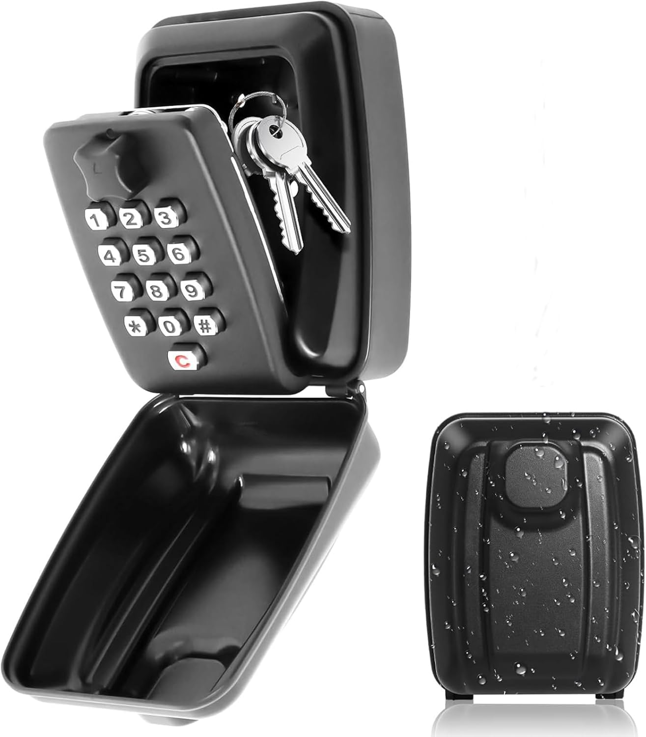 Key Safe Outdoor Police Approved, Key Lock Box Wall Mounted Outside with Code, 1...