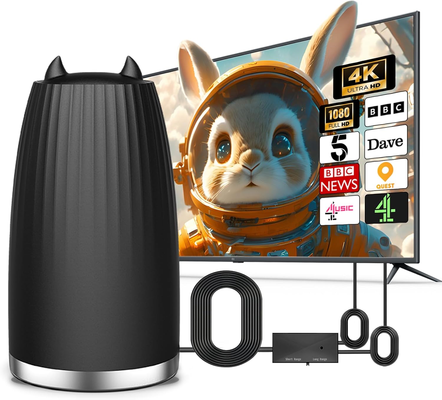 TV Aerial - Indoor TV Aerial with Signal Booster, Smart TV Antenna with 600+ Mil...