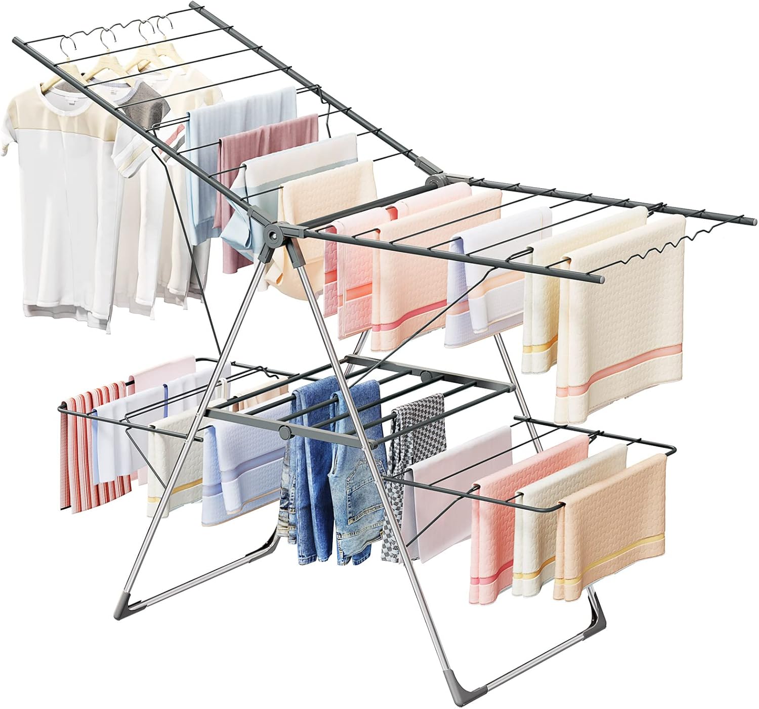 Innotic Clothes Airer with 33 bars, 2-Level Foldable Clothes Drying Rack Indoor...