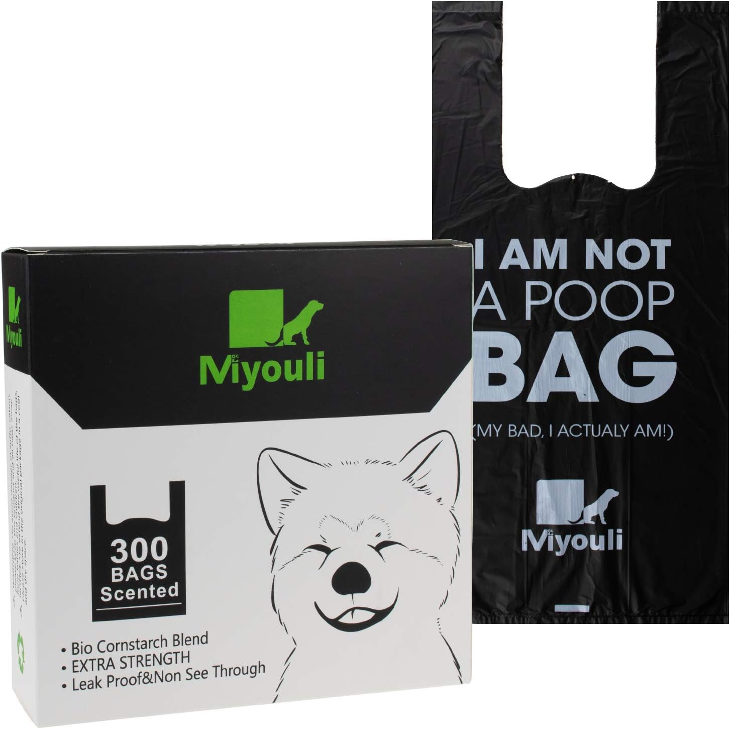 300 Counts Extra Thick Black Biodegradable Pet Poop Waste Bags With Handles for...