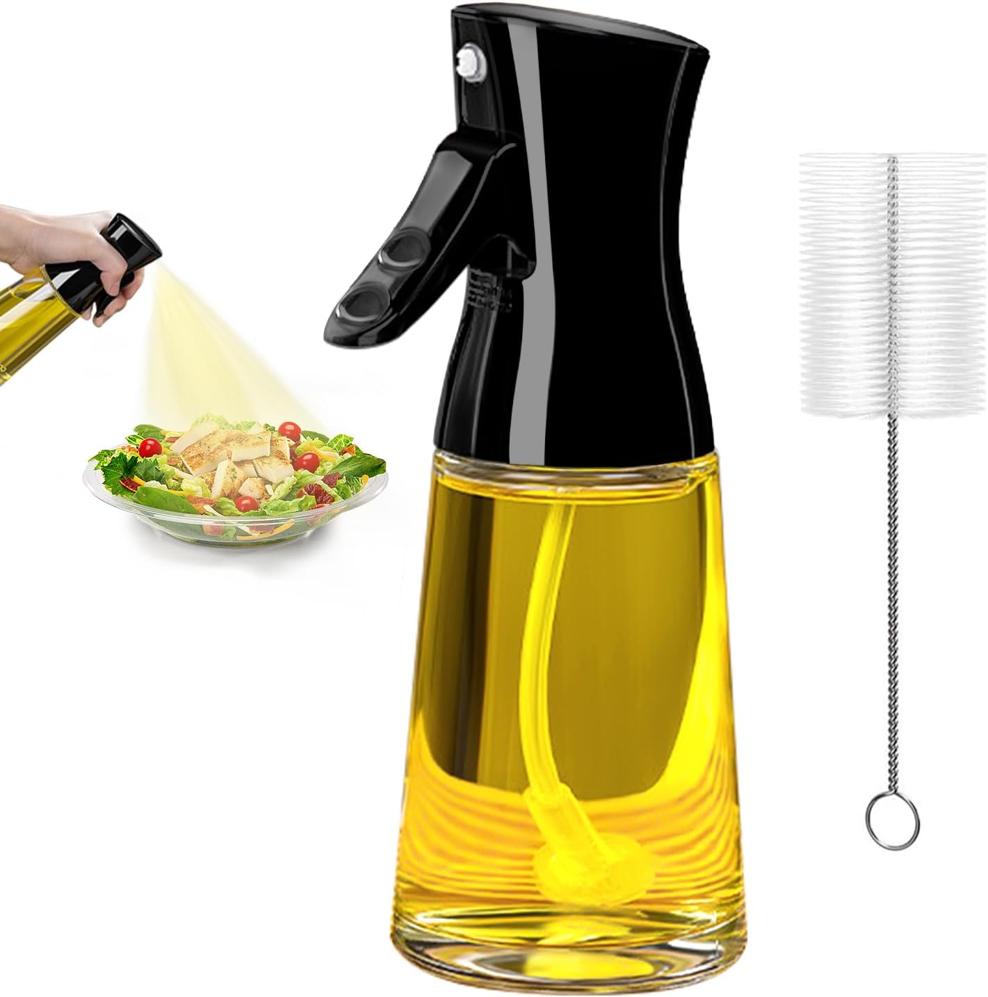 Olive Oil Sprayer for Cooking, 180ML Glass Oil Dispenser Bottle with Brush, Cano...
