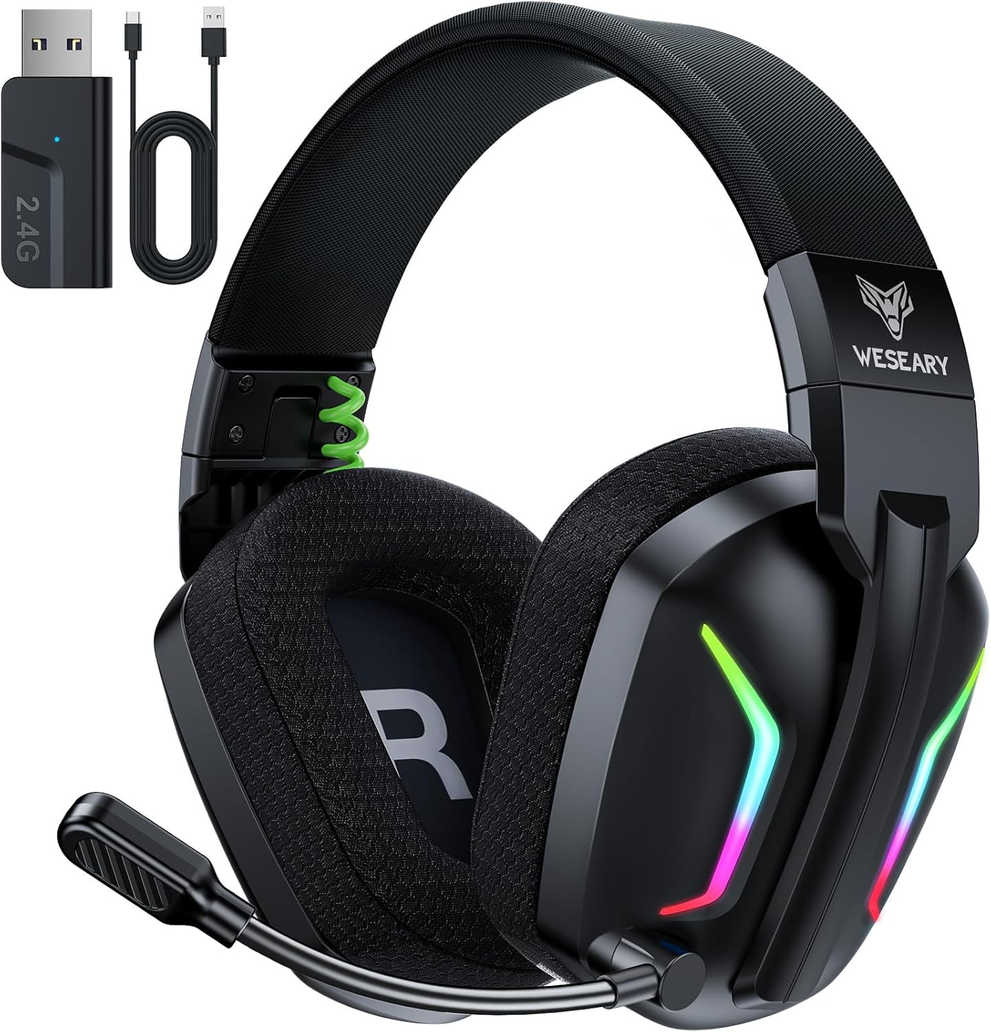 WESEARY Wireless Gaming Headset for PC, PS5, PS4, Switch, Mac, 2.4GHz Wireless G...